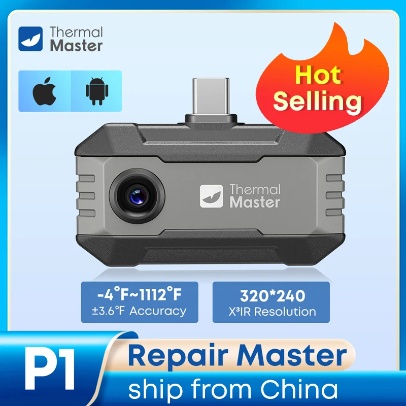 (iPhone und Android) P1 Android-Wärmebildkamera für iPhone 320 x 240 x 3IR Auflösung 600 ℃ 25 Hz HVAC-Hausinspektionskamera Image