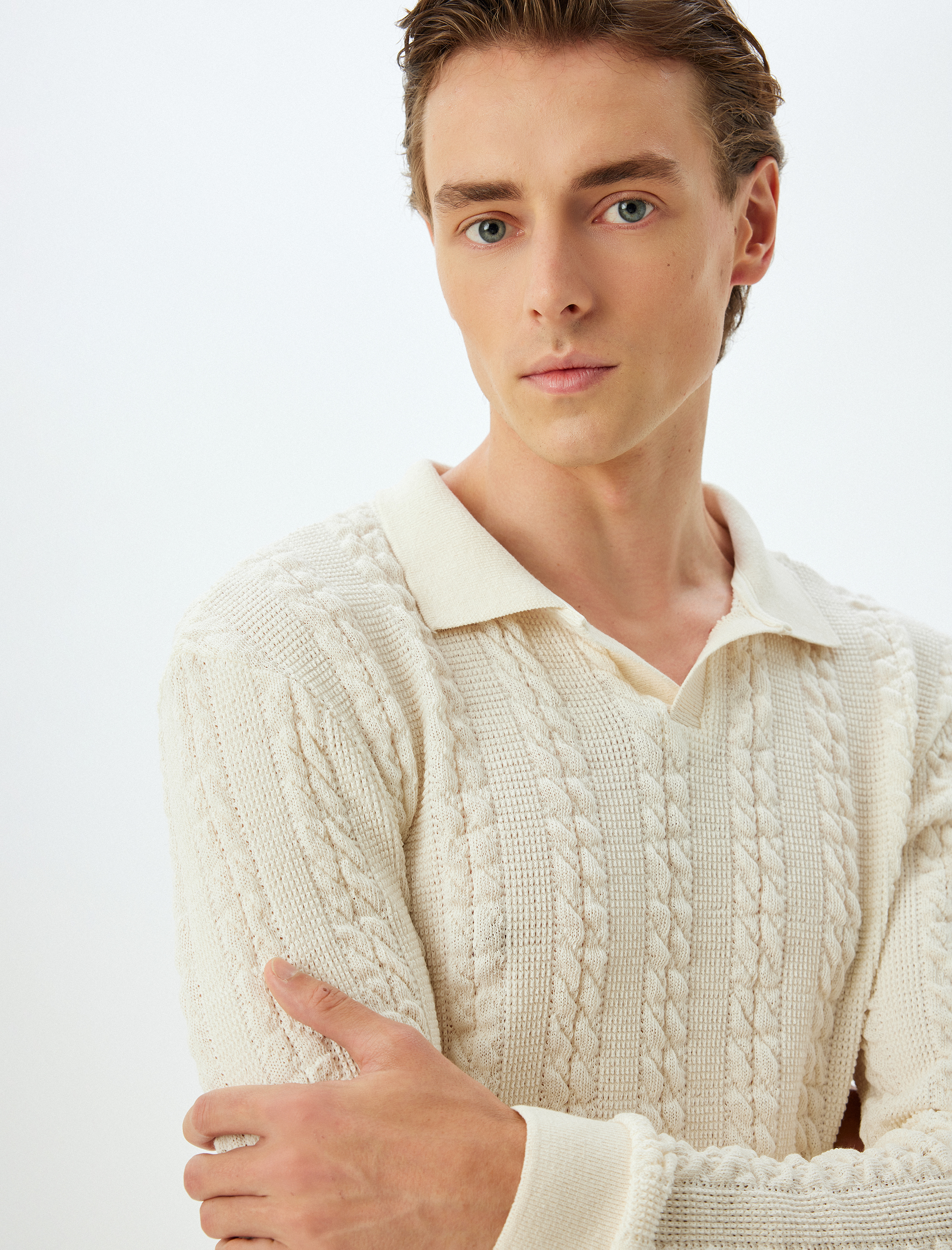 Koton Sweater V-Kragen Polo Slim Sweater Image