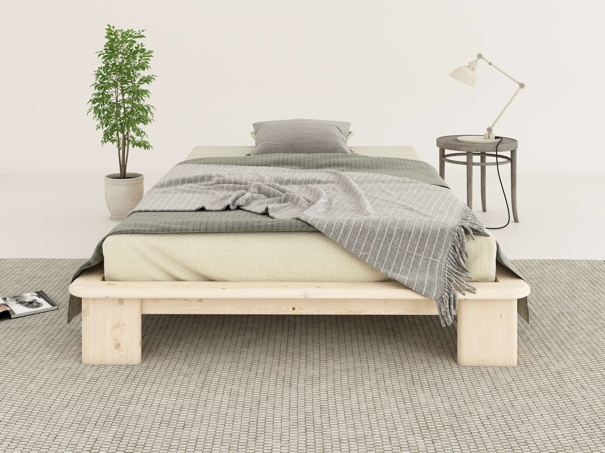 Futonbett HOME AFFAIRE "Peregrin, Bett, Bettgestell, Massivholzbett", natur, B:138cm H:24,6cm L:218cm, Betten, inklusive Lattenrost, aus massiver Kiefer, FSC Image