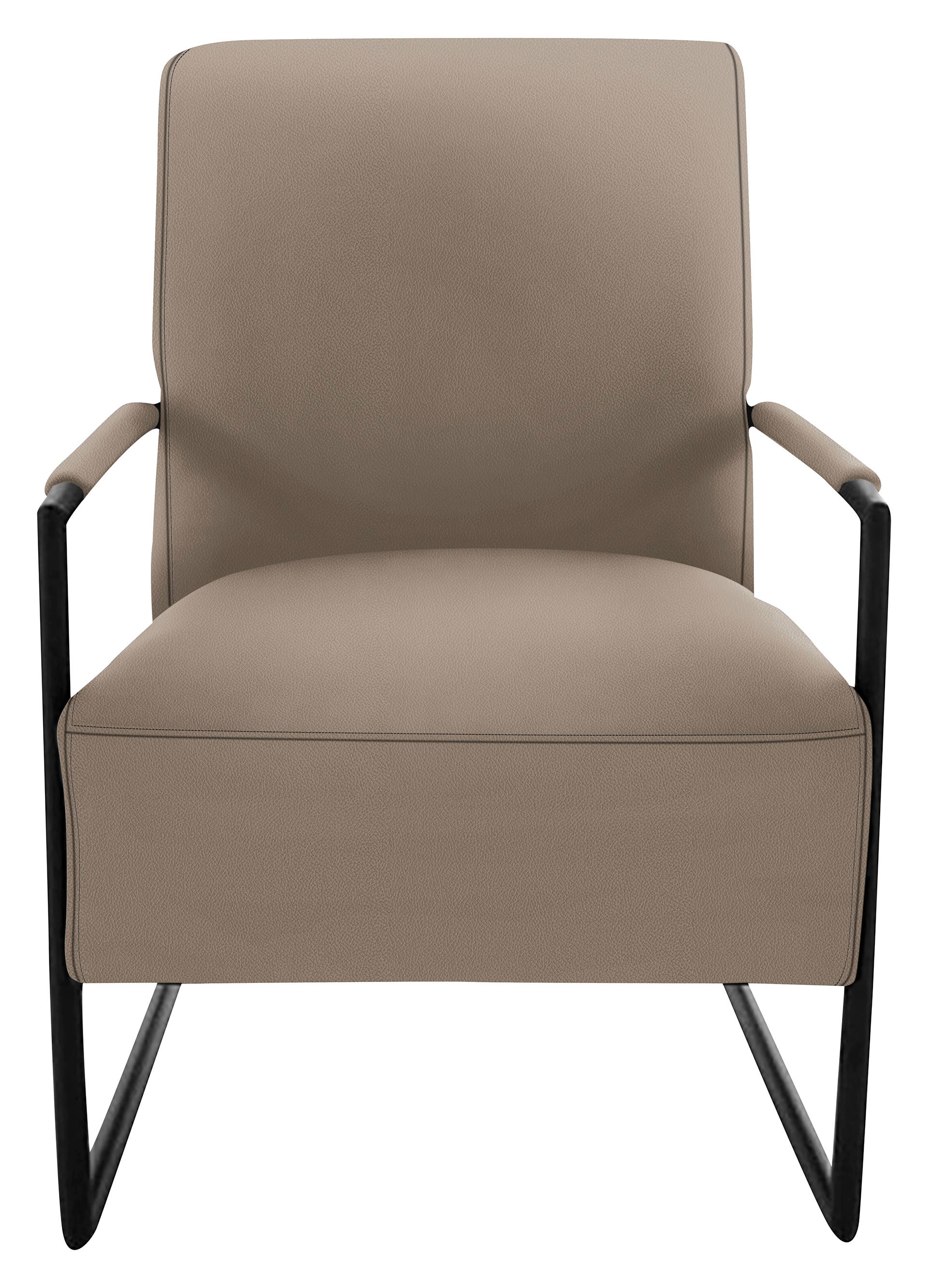 Cocktailsessel K+W KOMFORT & WOHNEN, grau (smoke), B:62cm H:77cm T:83cm, Sessel, mit bezogenen Armlehnen, Gestell in Metall schwarz Struktur