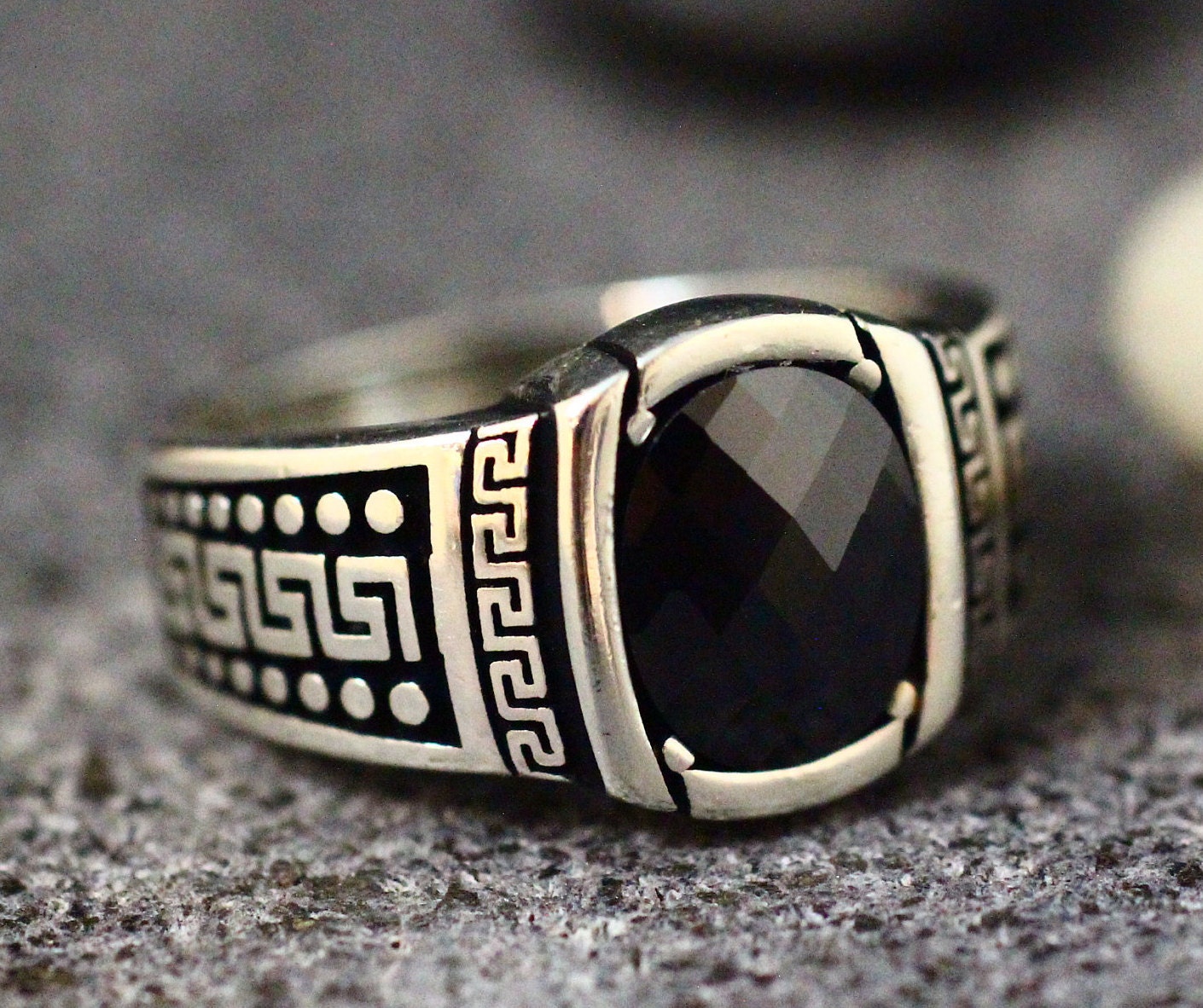 Anello da uomo in argento sterling 925, anello da uomo in onice, anello da uomo in argento, regalo per lui, anello da uomo in argento ottomano 925, an