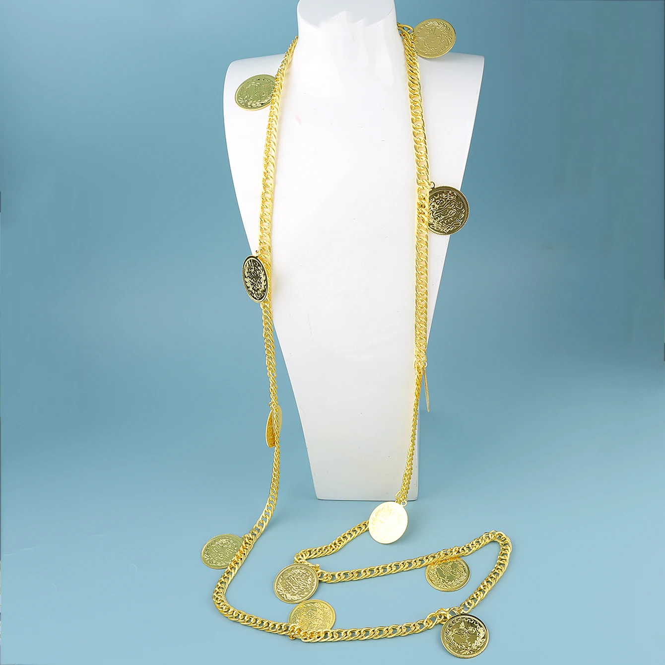 Long Chain Turkish Coin Necklace Women