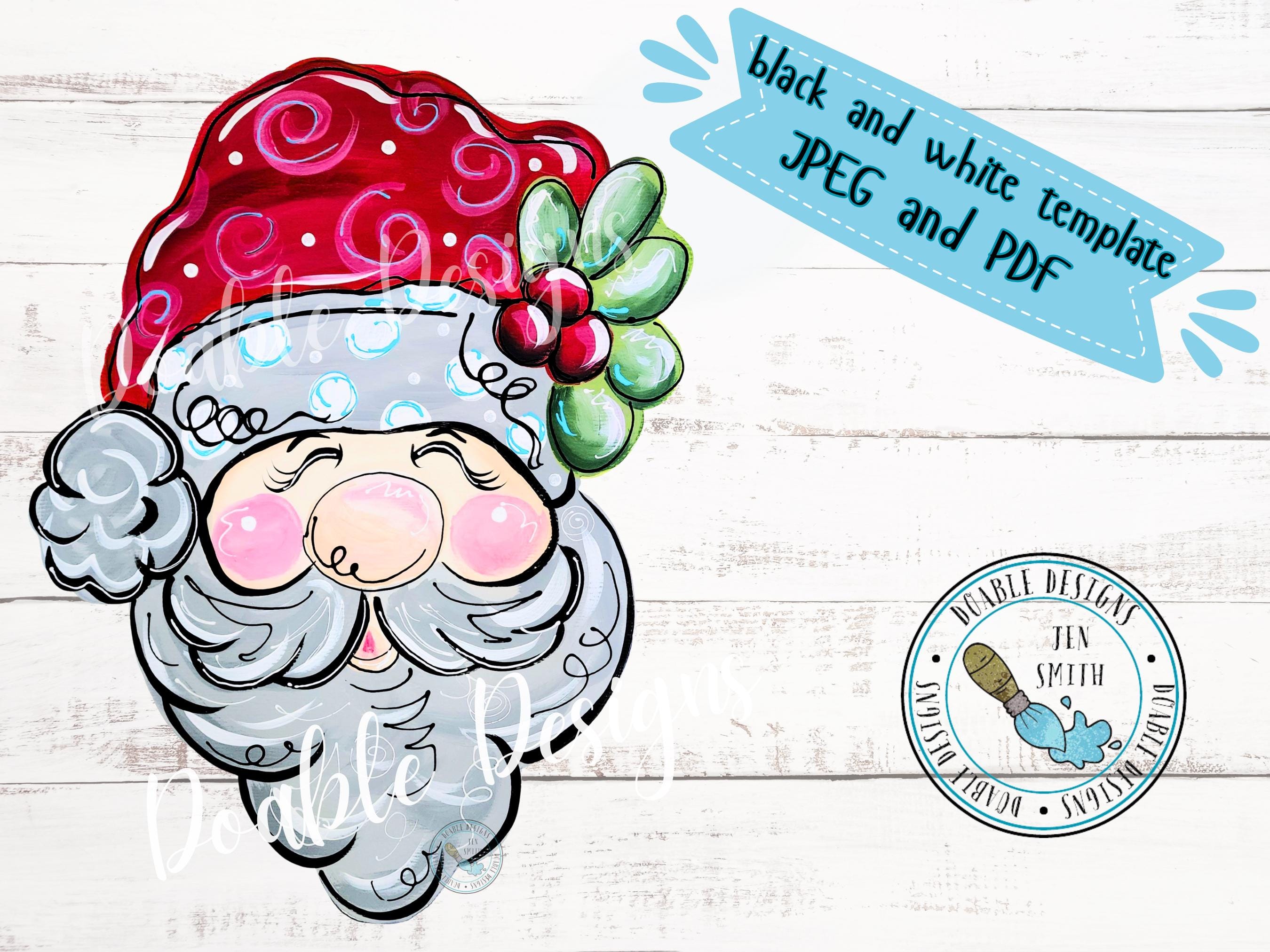 Modello per appendino porta di Babbo Natale, modello natalizio, modello di pittura di Babbo Natale, modello natalizio, Babbo Natale fai da te, modello