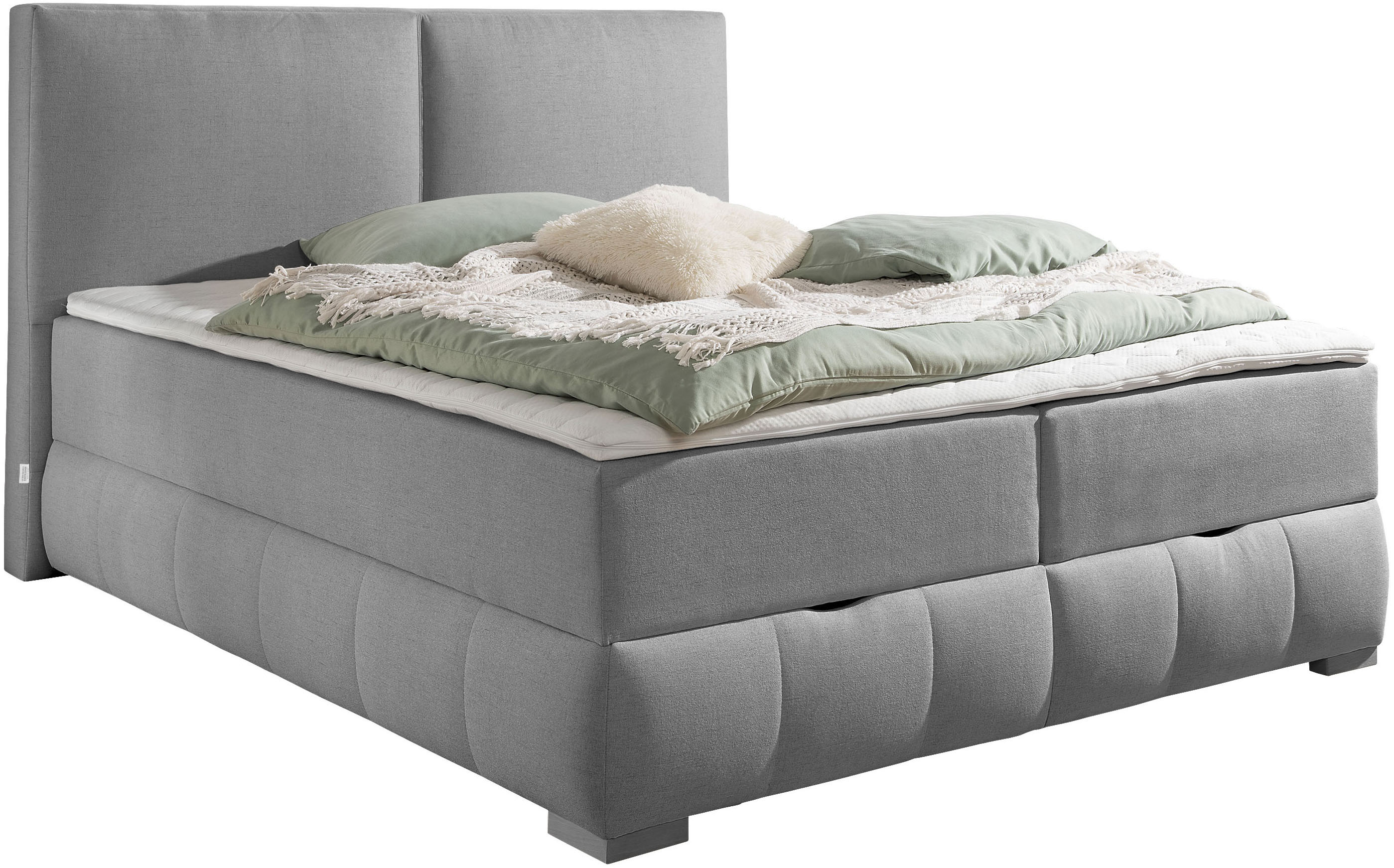 Boxbett OTTO HOME "Wehma", grau, B:204cm L:224cm, Komplettbetten, Boxbett mit Bettkasten, ohne Kopfteil, inkl. Topper Image