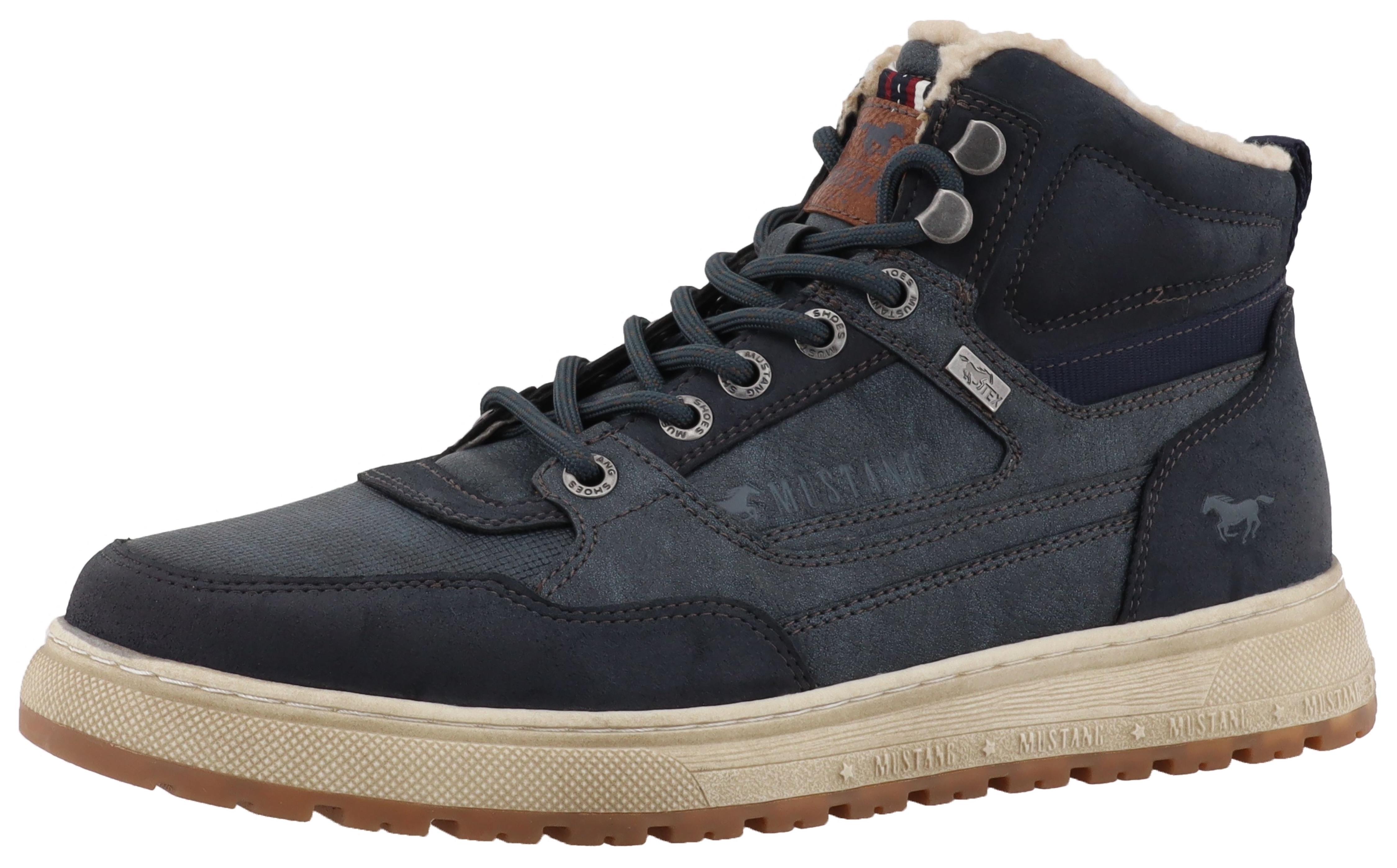 Winterboots MUSTANG SHOES "Puno", Herren, Gr. 50, navy, Lederimitat, Textil, Basic, Schuhe, High Top Sneaker, Schnürboots mit Warmfutter Image