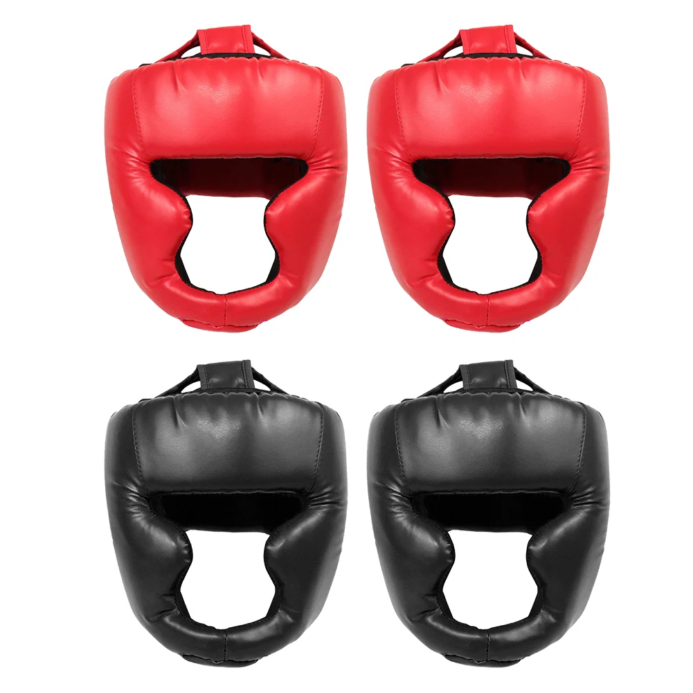 Full Face Boxing Headgear Thickened PU Leather Boxing Head Guard Muay Thai Boxing Training Head Protector Helmet for Adult Kids