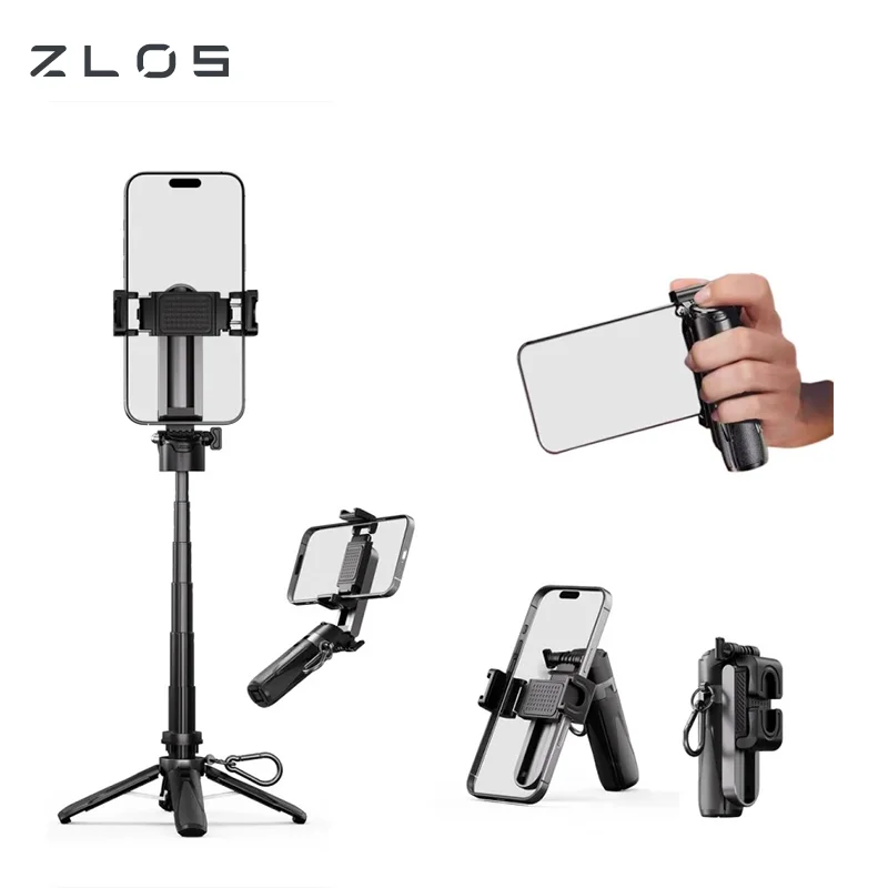 ZLOS PS01 4-in-1 Mini Selfie Stick Tripod Phone Stand for Vlogging Live Streaming Portable Adjustable Grip for Smartphones