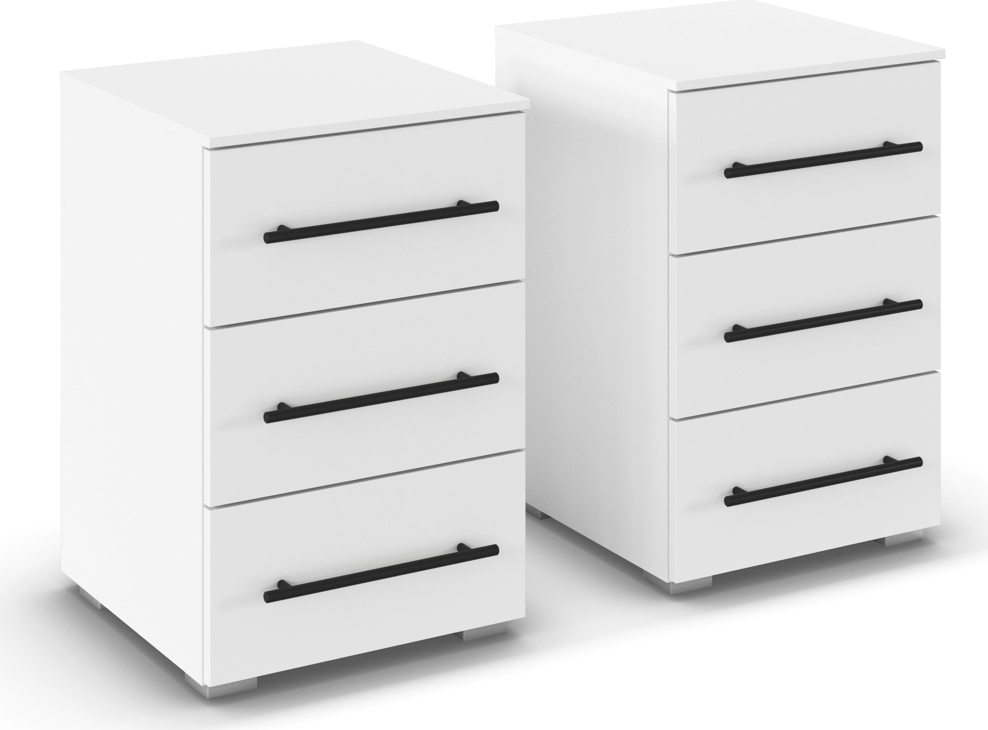 Nachtkommode RAUCH "Nachttisch Nachtkonsole AVOLA in Dekorfront", alpinweiß, B:40cm H:61cm T:42cm, Holzwerkstoff, Sideboards, Paar (Breite 40 cm), 3 Schubladen für viel Stauraum, MADE IN GERMANY Image