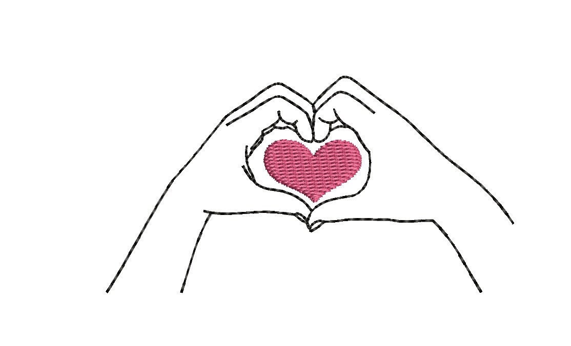 Disegno per ricamo a macchina a forma di cuore, 2 misure, disegno per ricamo a mano, motivo per ricamo a cuore, ricamo di un amico