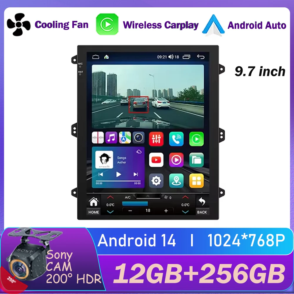 Carplay da 9,7 pollici Android Auto Car Android 2 Din Radio Lettore video multimediale Universale Auto Stereo GPS 2din DVD QLED Schermo