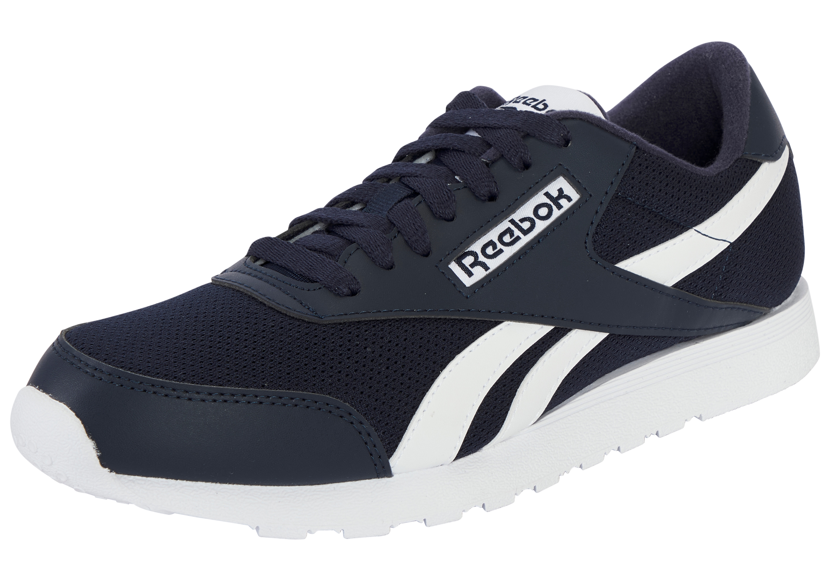 Sneaker REEBOK CLASSIC "REEBOK ROYAL PRIME RUN", Damen, Gr. 45, navy, weiß, weiß, Synthetik, Textil, Schuhe Sneaker