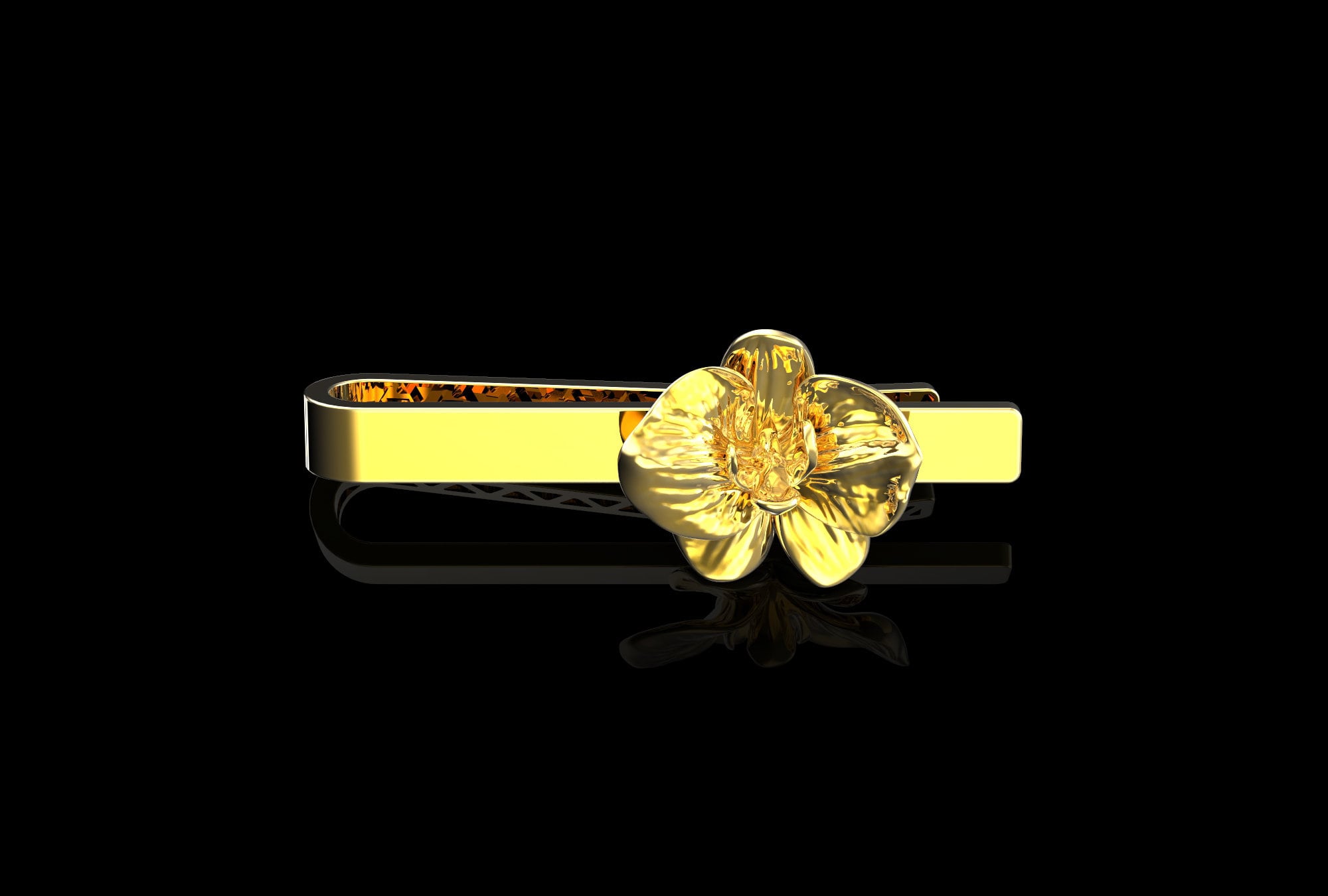 Fermacravatta a forma di fiore di orchidea placcato oro 18 carati, fermacravatta a forma di fiore, regalo per papà, accessori per abiti, regalo per pa