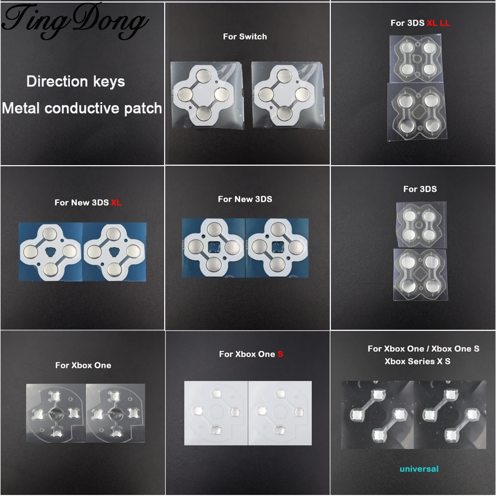 5 paar Für Xbox One S Für Schalter Controller D-Pad Metall Dome Snap PCB Board tasten leitfähigen patch Für 3DS XL LL/Neue 3DS XL Image
