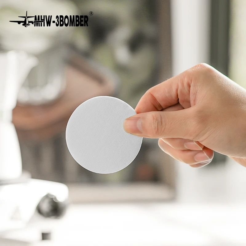 MHW-3BOMBER 100 Stück Einweg-Kaffeefilterpapier, Espressomaschine, kompatibel mit 51 mm, 53 mm, 58 mm Siebträger-Zubehör
