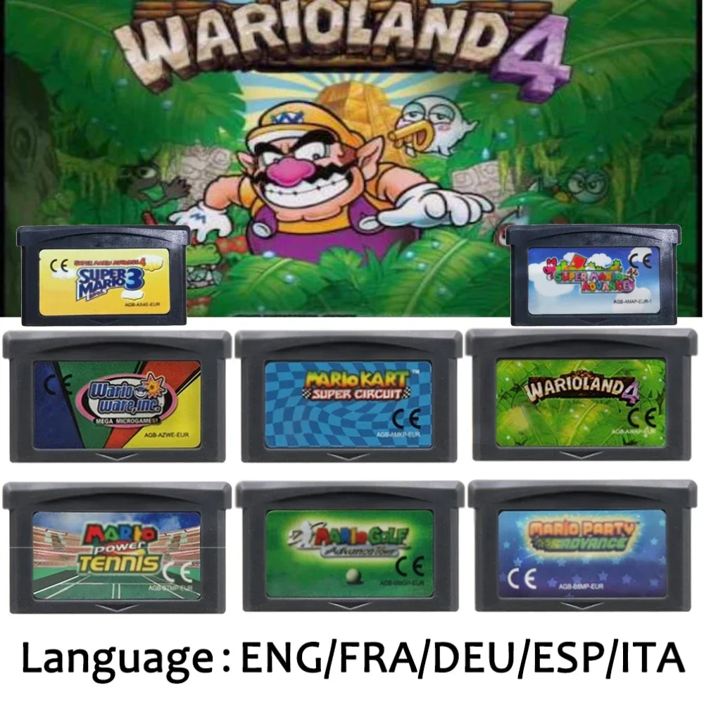 EUR Version GBA Game Cartridge 32 Bit Video Game Console Card Series Super Wario Land4