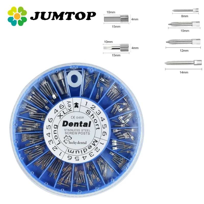 JUMTOP 120 Teile/schachtel Dental Schraube Post Edelstahl Wurzelkanal Pins Zahnmedizin Implantat Bohrer Image