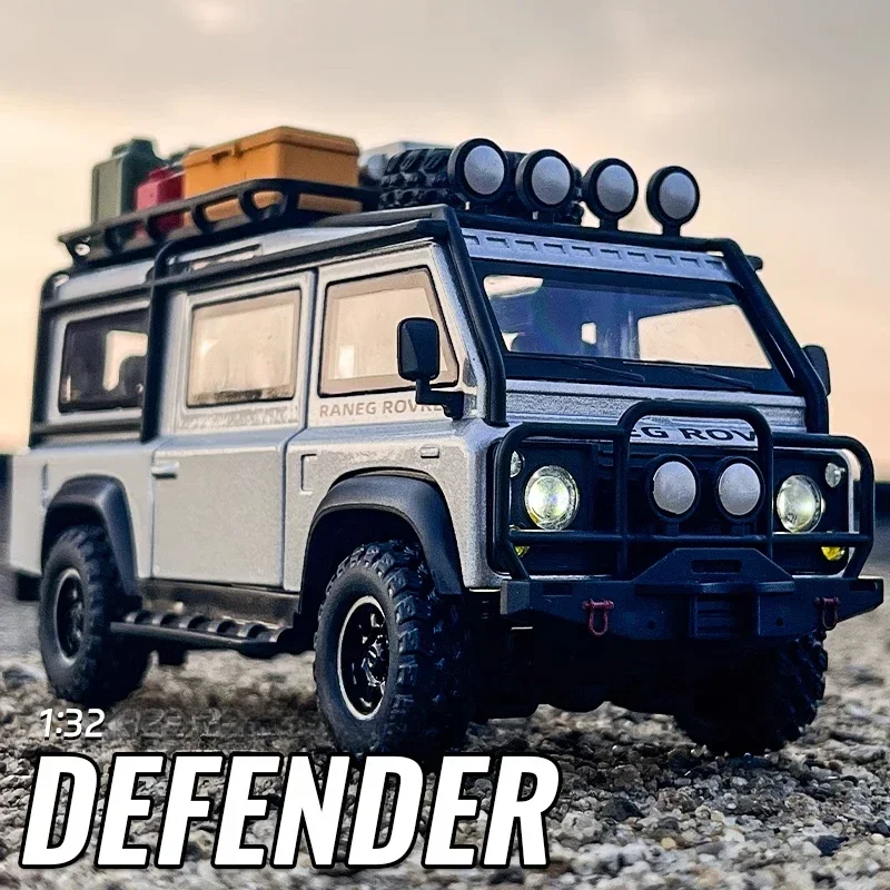1:32 Defender VAN Off Road Alloy Diecast Metal Car Model Sound & Light Collectibles Hobby Geburtstagsgeschenke für Jungen und Kinder