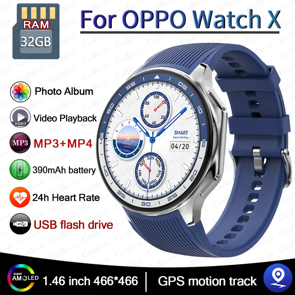OPPO DT Watch X Bluetooth Anruf Smart Watch 4 GB Speicheraufzeichnung MP3 + MP4 Wiedergabe 3D Visuelle Surround Smartwatches Männer 2025 Neu Image