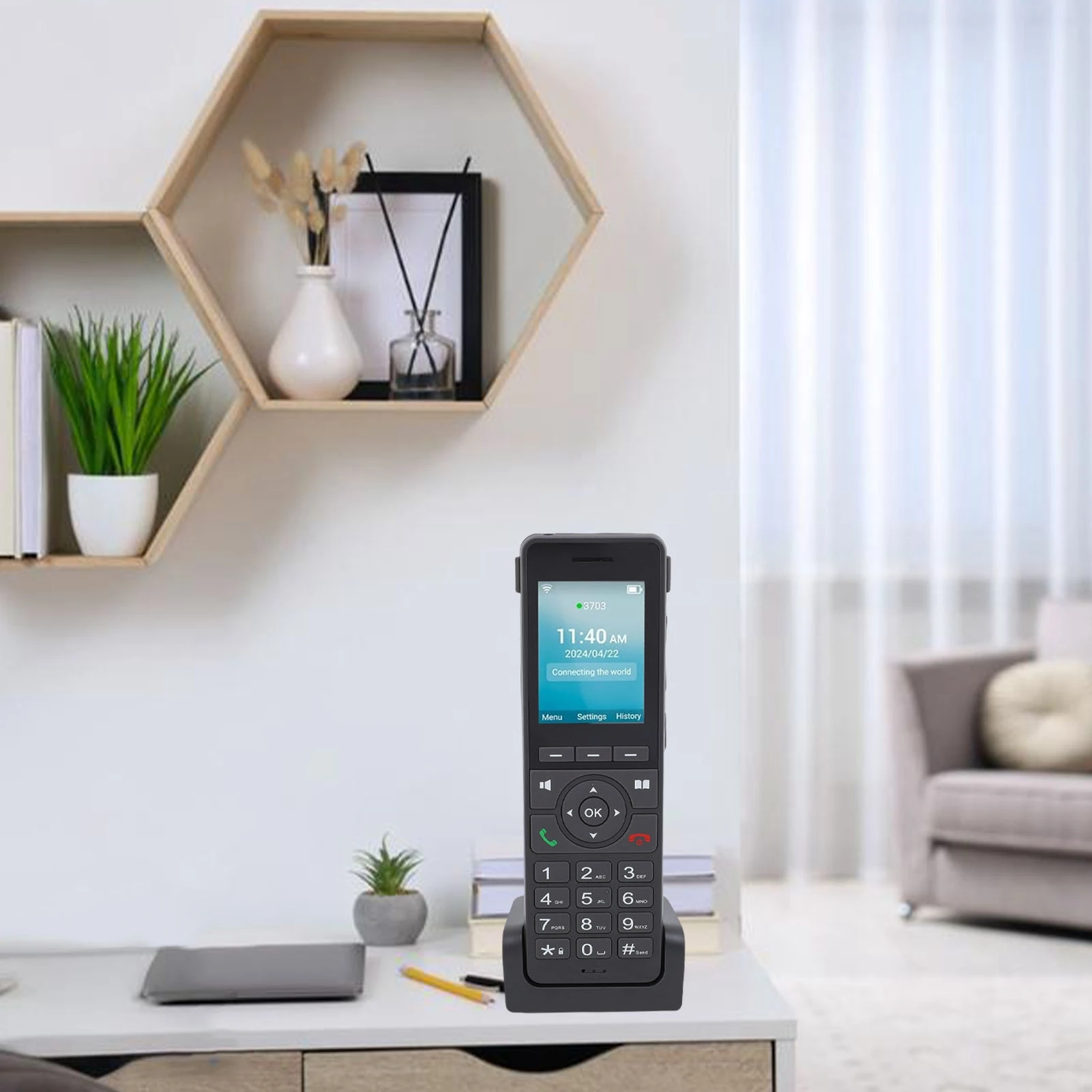 Telefono cordless 4G LTE Wifi portatile Schermo a colori da 2,4 pollici Telefono desktop per Dect VoIP Rete nera Telefono familiare Telefono Wifi