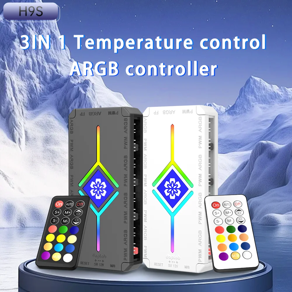 5V 3PIN ARGB HUB Computergehäuselüfter Göttliches Licht Synchron PWM Intelligente Temperaturregelung 9-Port-Hub-Fernbedienung für PC-Gehäuse Image