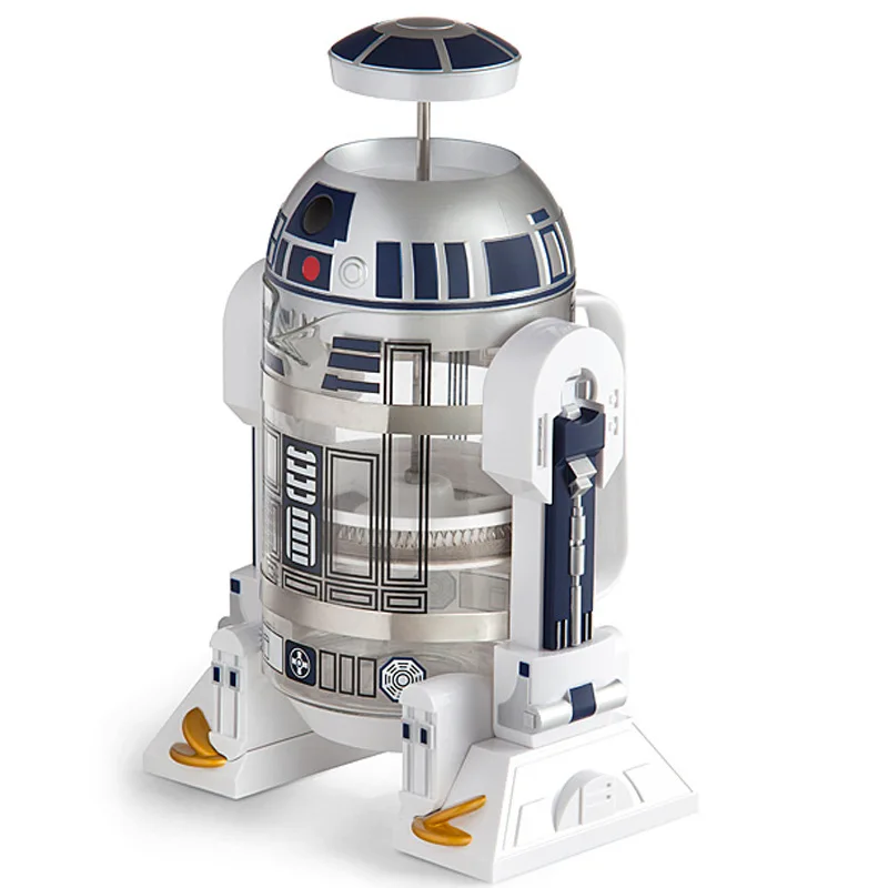 960 ml Handkaffeemaschine R2-D2 Cartoon Roboter Büro Zuhause Manuelle thermische Edelstahl Drücken Mini Kaffeekanne Halloween Geschenk Image