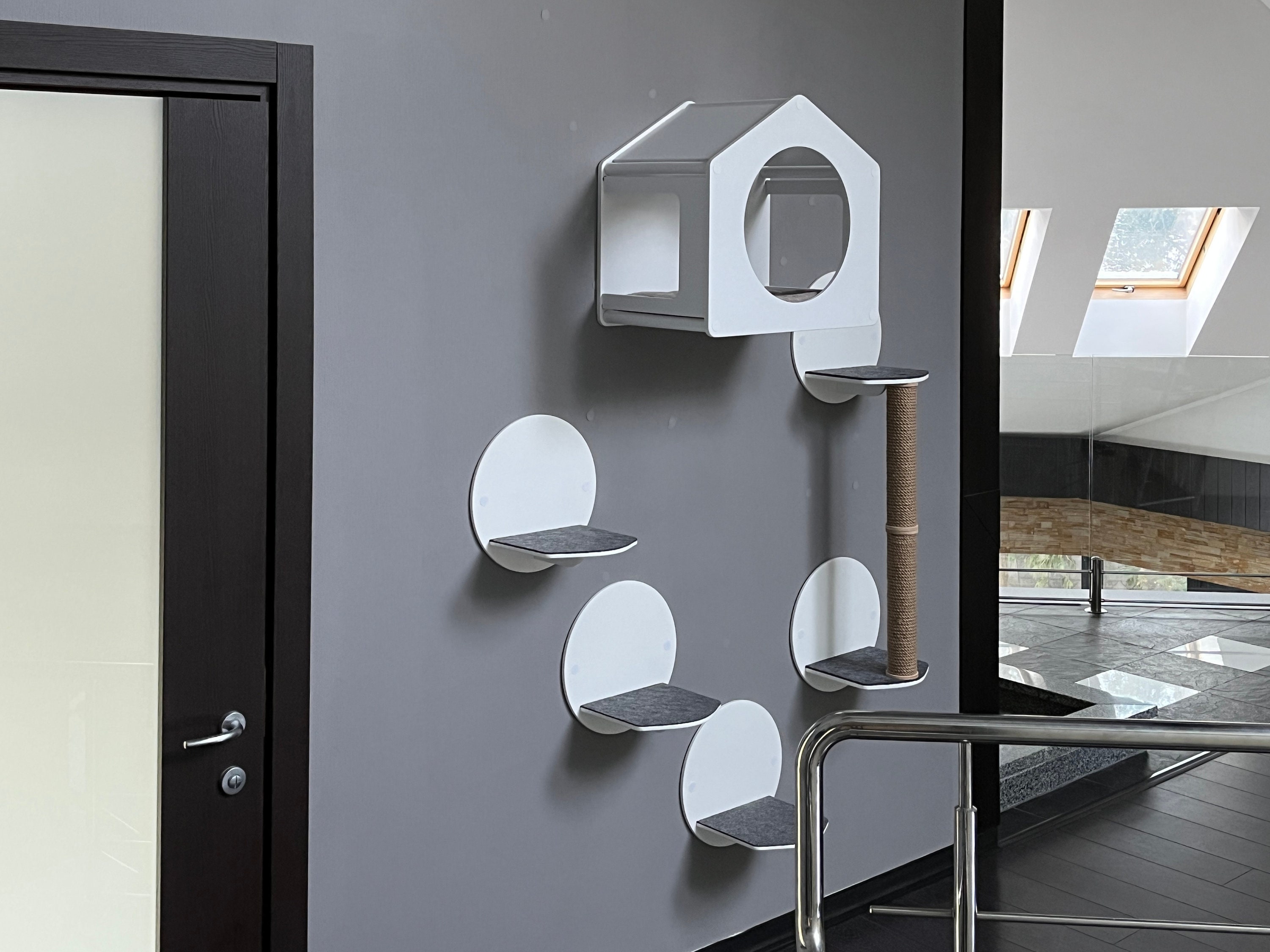 Set di mobili da parete per gatti bianchi Scaffale per gatti Mobili moderni per gatti Mobili per gattini da parete Scaffali da parete per gatti Letto