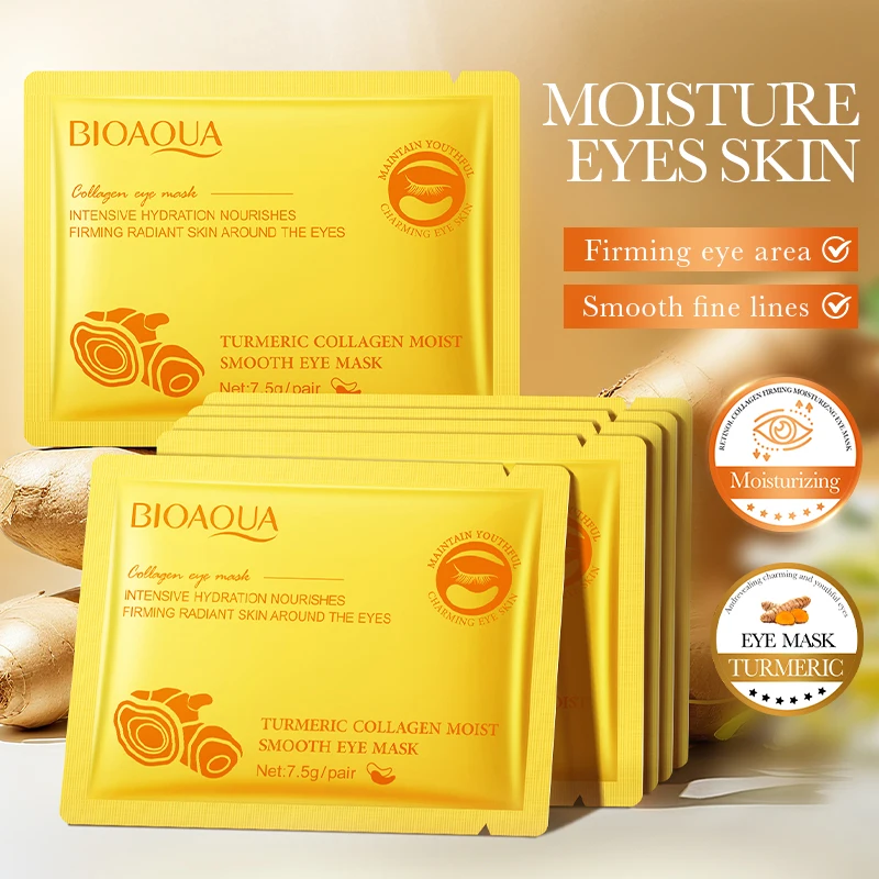 BIOAQUA Kurkuma Kristall Kollagen Augenmaske Anti Augenringe Anti-Falten Feuchtigkeitsspendende Anti-Aging Augenklappen Hautpflege Image