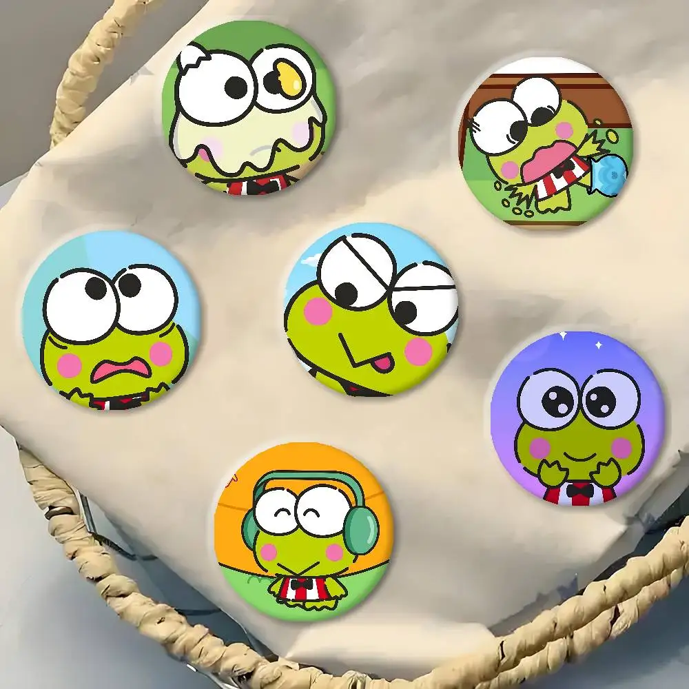 S-Sario K-Keroppi Abzeichen Periphere Anstecknadeln Weißblech Runde Brosche Für Umhängetasche Zubehör Souvenir Geschenke Image