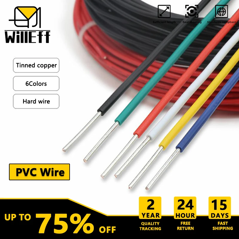 Hartdraht, verzinntes Kupferkabel, PVC-Stromkabel, einadriges elektrisches Verlängerungskabel, elektronisches LED-Draht, 16, 18, 20, 22, 24, 26 AWG Image