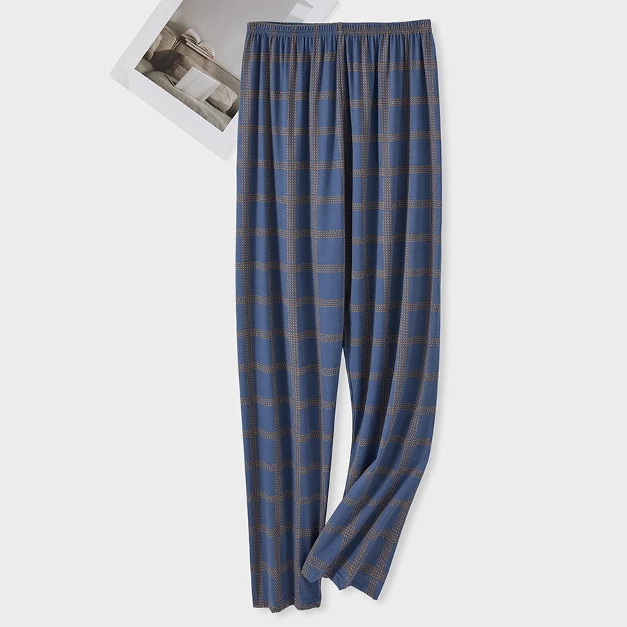 Plaid Herren Pyjama hose Herren Frühling und Herbst sowie fette und lockere Home Pants Home Casual Pyjamas können draußen getragen werden Image