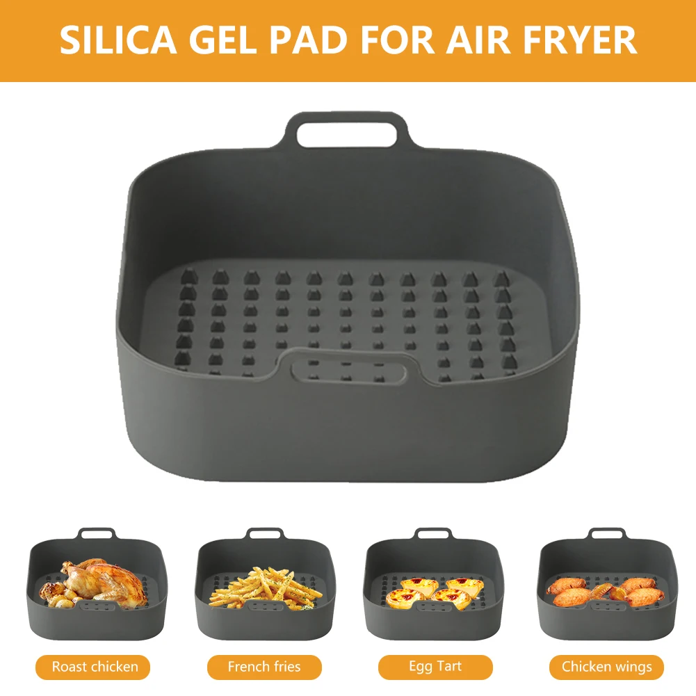 2 stücke Silikon Air Friteusen Korb Wärmedämmung Air Friteuse Tablett Gebratene Pizza Huhn Umweltfreundliche Gadgets für Home Küche kochen