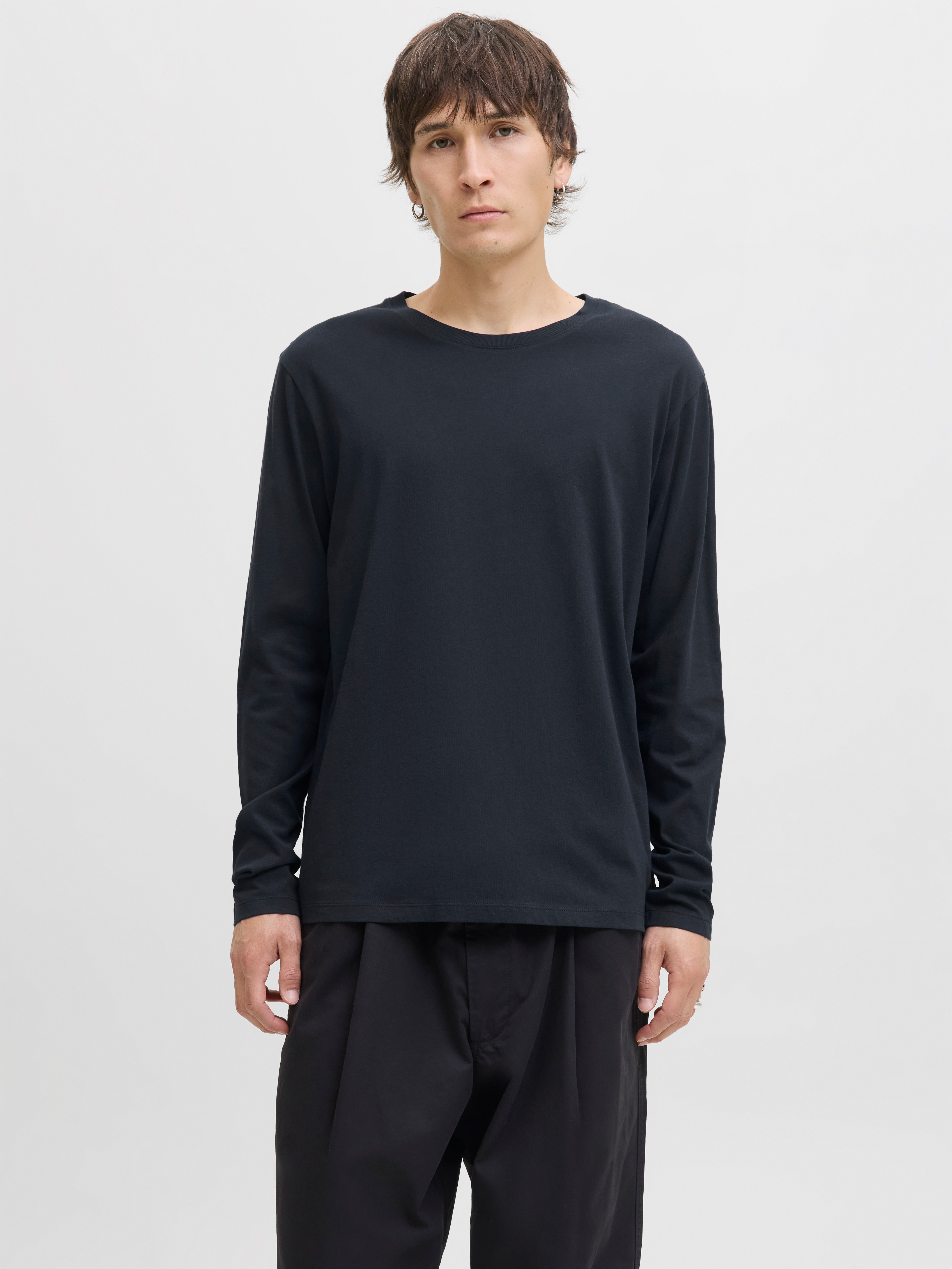 Rundhalsshirt JACK & JONES "JJEORGANIC BASIC TEE LS O-NECK NOOS", Herren, Gr. XL, blau (navy blazer), Jersey, Obermaterial: 100% Baumwolle, unifarben, regular fit hüftbedeckend, Rundhals, Shirts Image