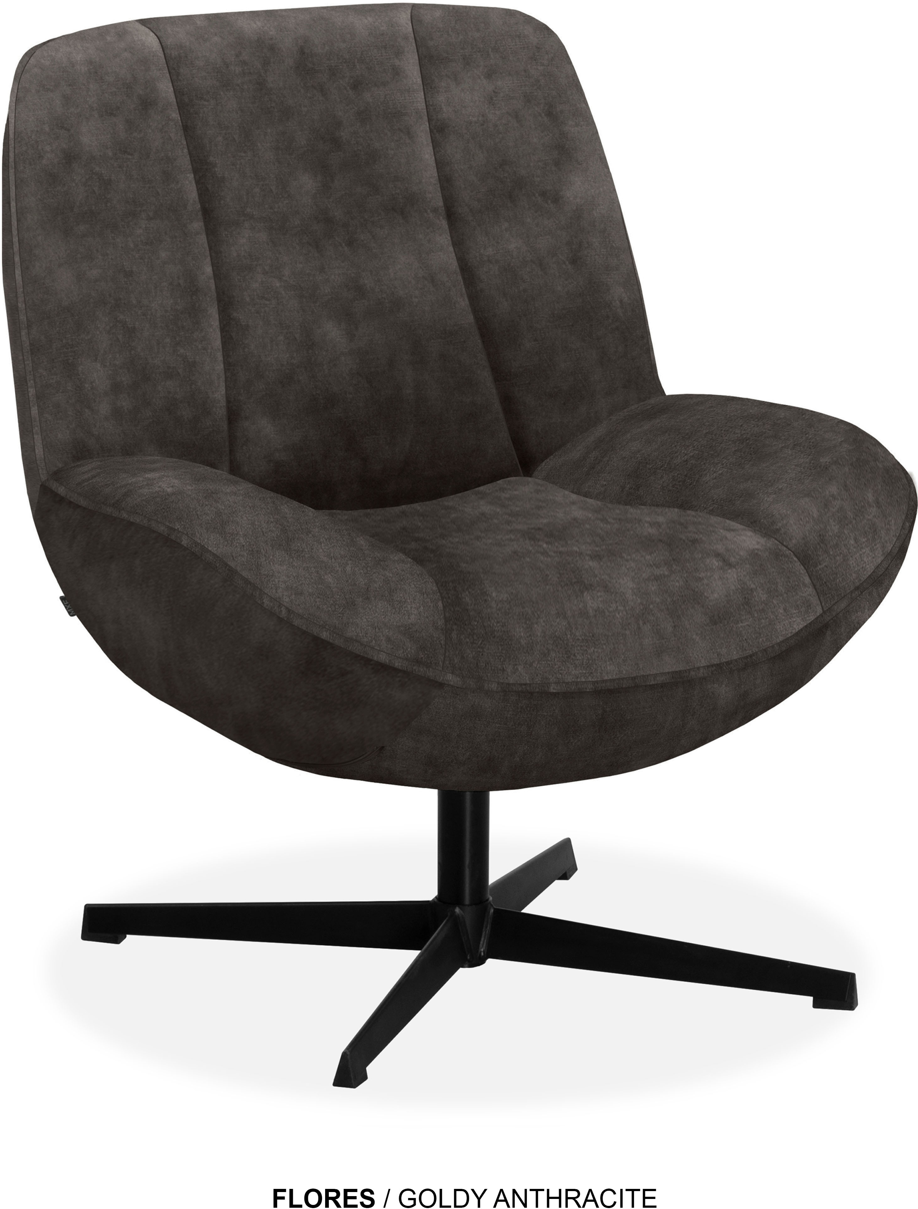 Esszimmerstuhl OMG DESIGN "Flores", anthrazit, schwarz, B:70cm H:91,5cm T:80cm, Polyester, Stühle, bequemer Sessel, mit Drehgestell Image