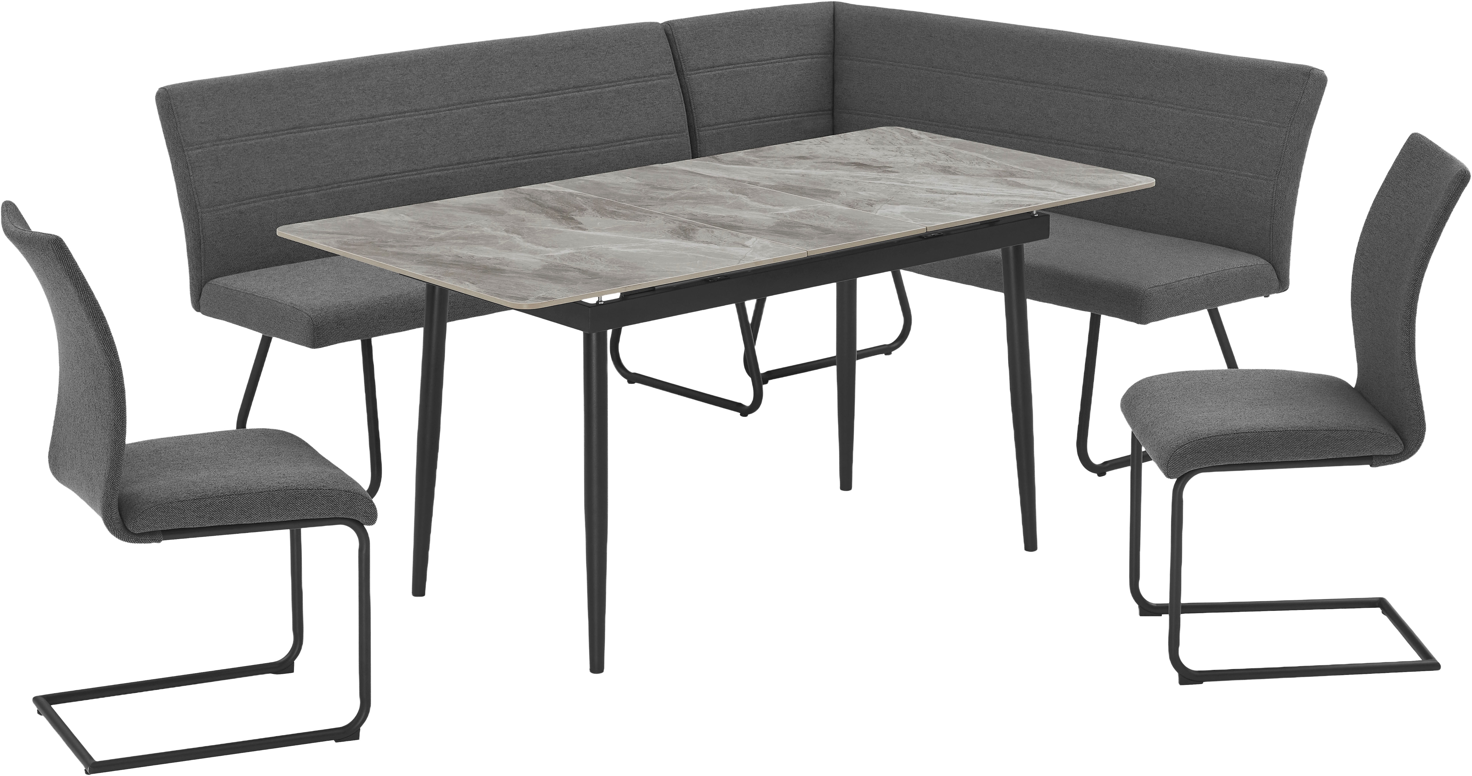 Eckbankgruppe OTTO HOME "Stevian", anthrazite, anthrazite,, Struktur (100% Polyester), Bank Recamiere links, FSC-zertifizierter Holzwerkstoff, Keramik, Metall, Polyester, Polywood, Sitzmöbel-Sets, Eckbankgruppe, Holz, Strukturstoffbezug,...