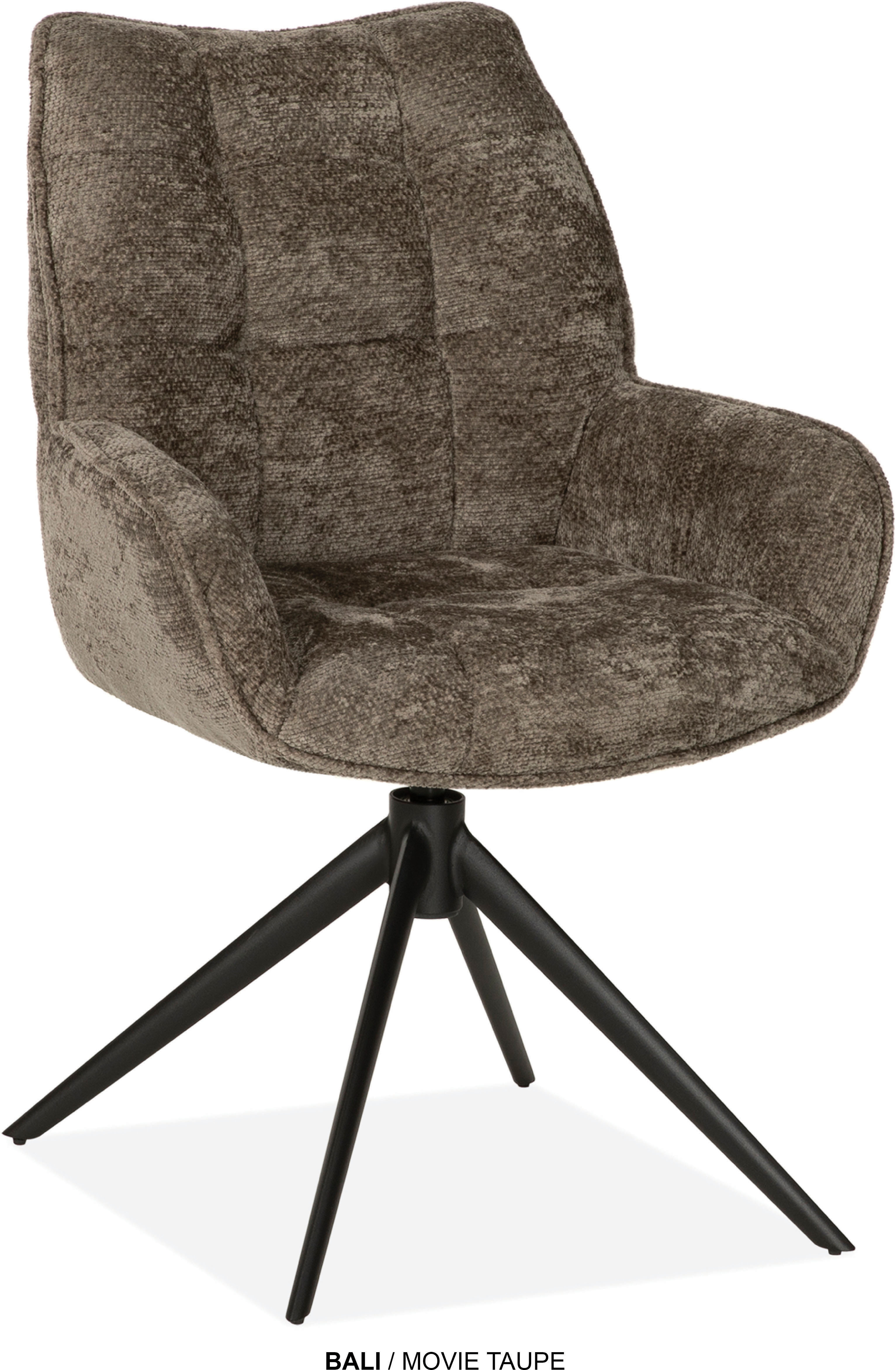 Esszimmerstuhl OMG DESIGN "Bali", taupe, schwarz, B:61cm H:91cm T:64cm, Polyester, Stühle, Drehstuhl mit auto-return, Armlehnenstuhl Image