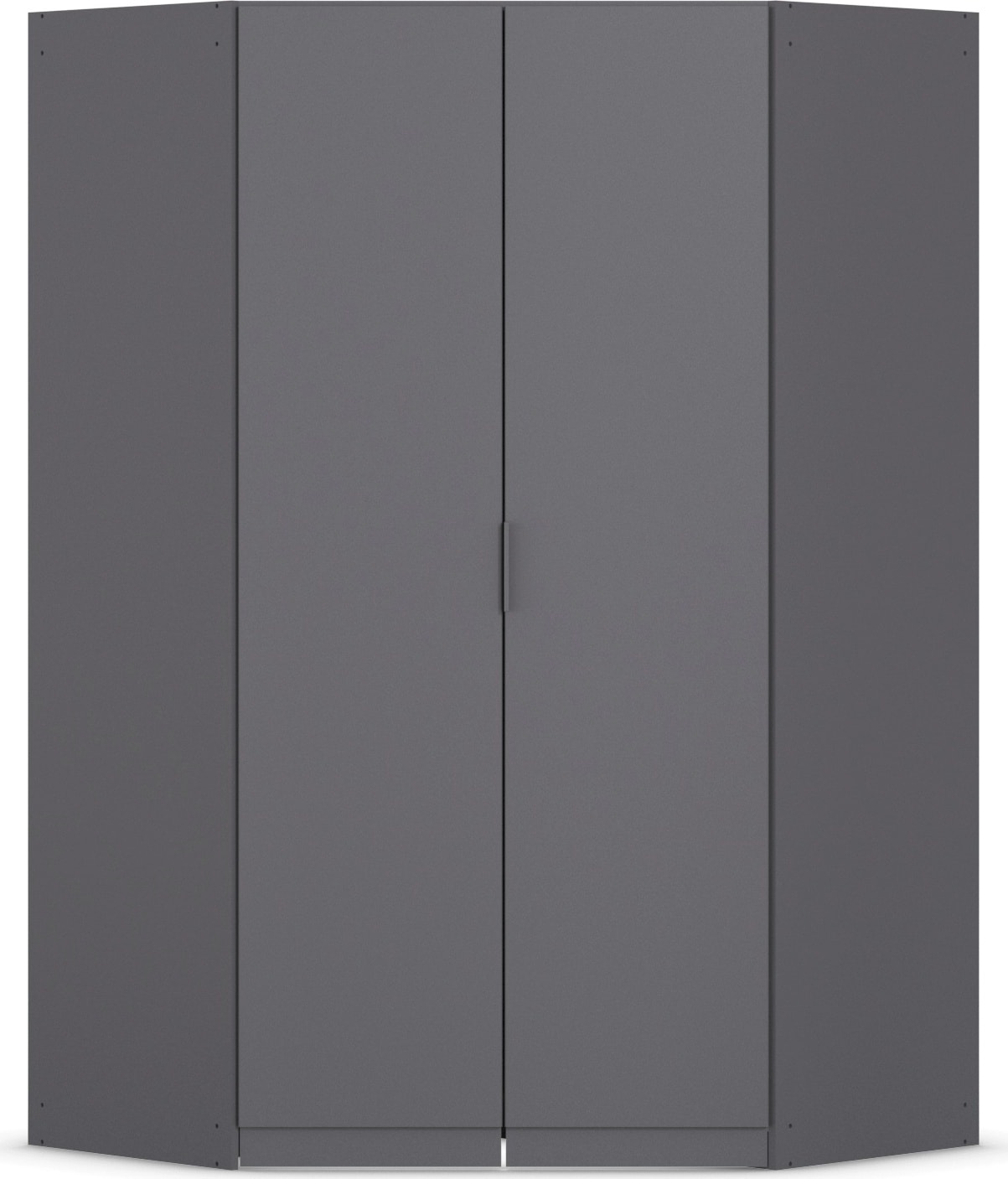 Kleiderschrank RAUCH "Eckschrank Schrank Ankleidezimmer Schlafzimmer Garderobe LAGOA", graumetallic, B:117cm H:197cm T:117cm, Holzwerkstoff, Schränke, Kleiderschrank, voll ausgestattet viel Stauraum, optional mit Aufsatz MADE IN GERMANY