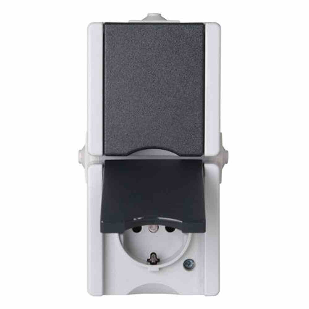 PRO AQA Steckdose, 2f, anthrazit, matt, Aufputz Image