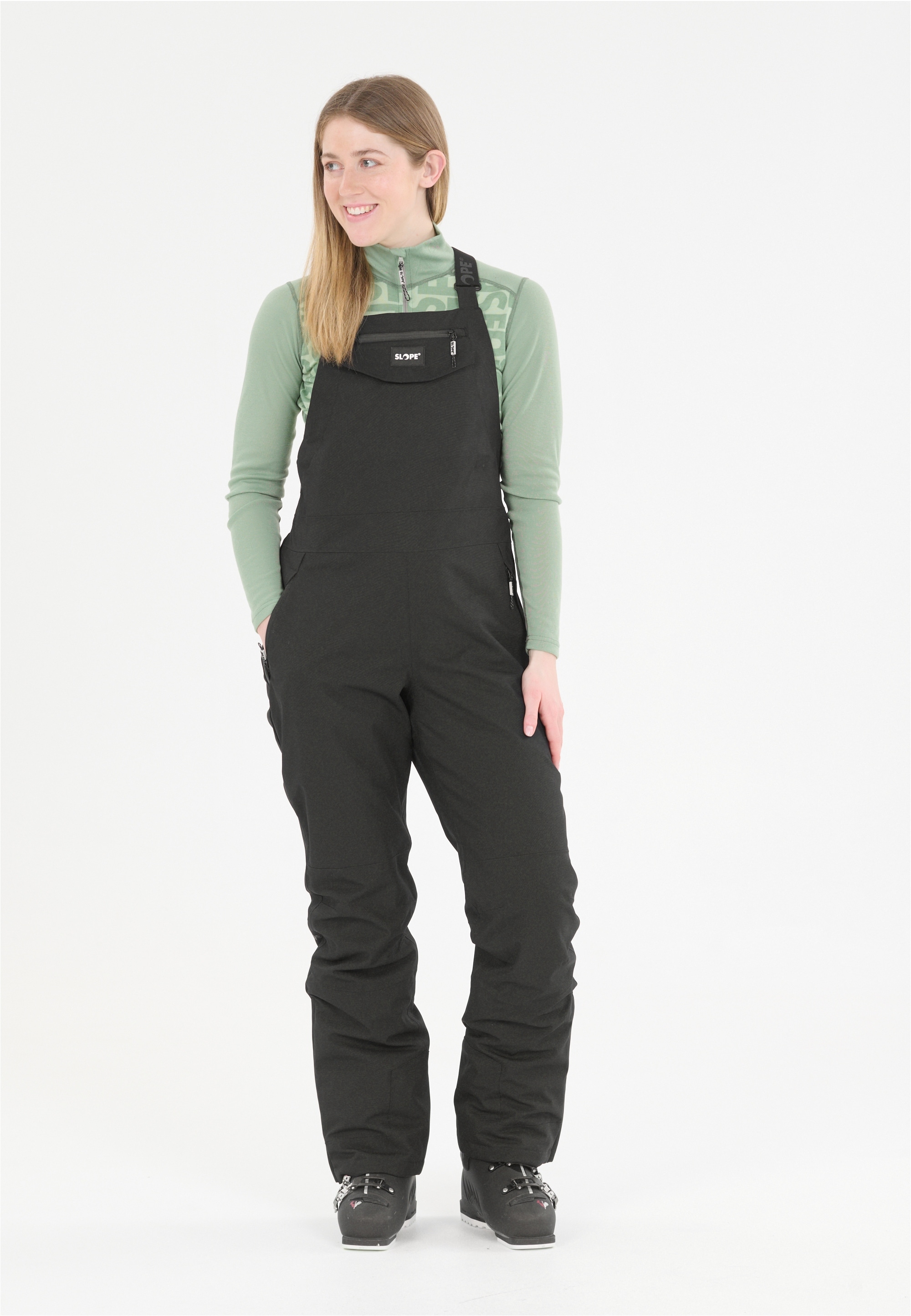 Skihose SLOPE "Kenwood", Damen, Gr. S, US-Größen, beige, 100% Polyester, unifarben, lang, Hosen, mit praktischem Latz und überkreuzten Trägern Image