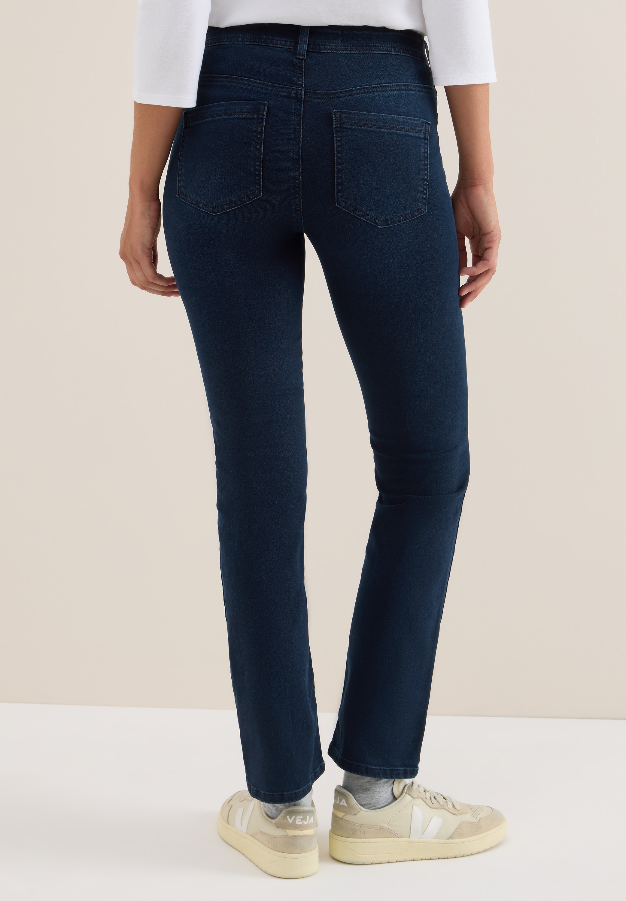 Slim-fit-Jeans CECIL, Damen, Gr. 28, Länge 30, schwarz (blau schwarz used wash), Jeans, 75% Baumwolle, 23% Polyester, 2% Elasthan, unifarben, normal, Jeans, High Waist Image