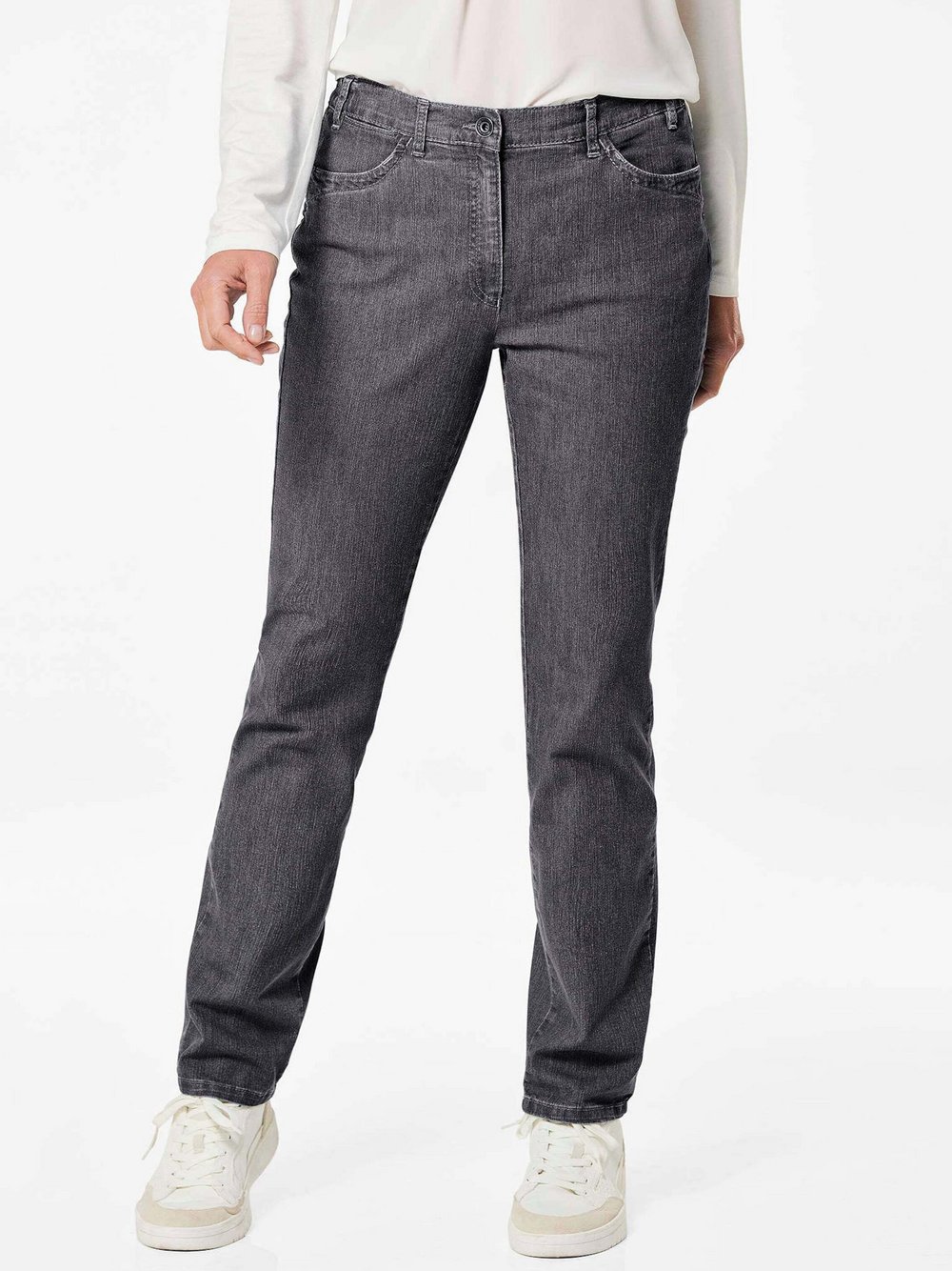 Goldner Stretchjeans Uni/Melange Damen schwarz, 56 Image