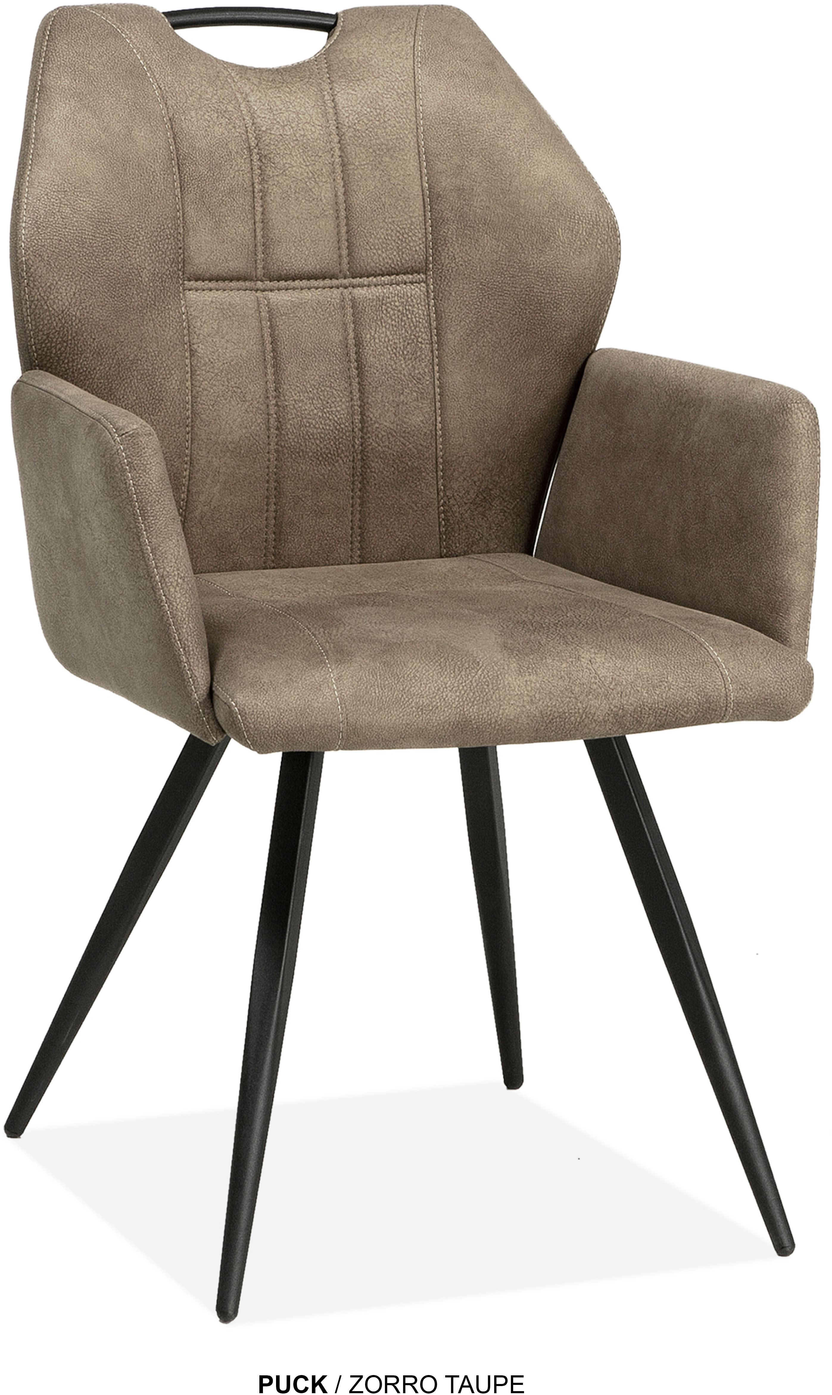 Esszimmerstuhl OMG DESIGN "Puck", taupe, schwarz, B:57cm H:89,5cm T:61,5cm, Polyester, Stühle, Esszimmerstuhl, Esszimmerstuhl, pflegeleichter Bezug