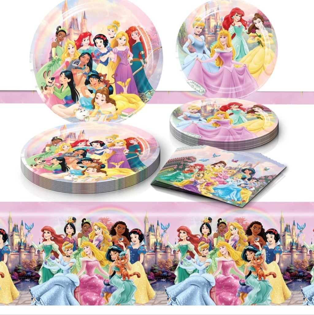 Disney Party Supplies | Disney Princess Celebration Tableware Set - Pink And Multicolor | Color: Pink | Size: Os