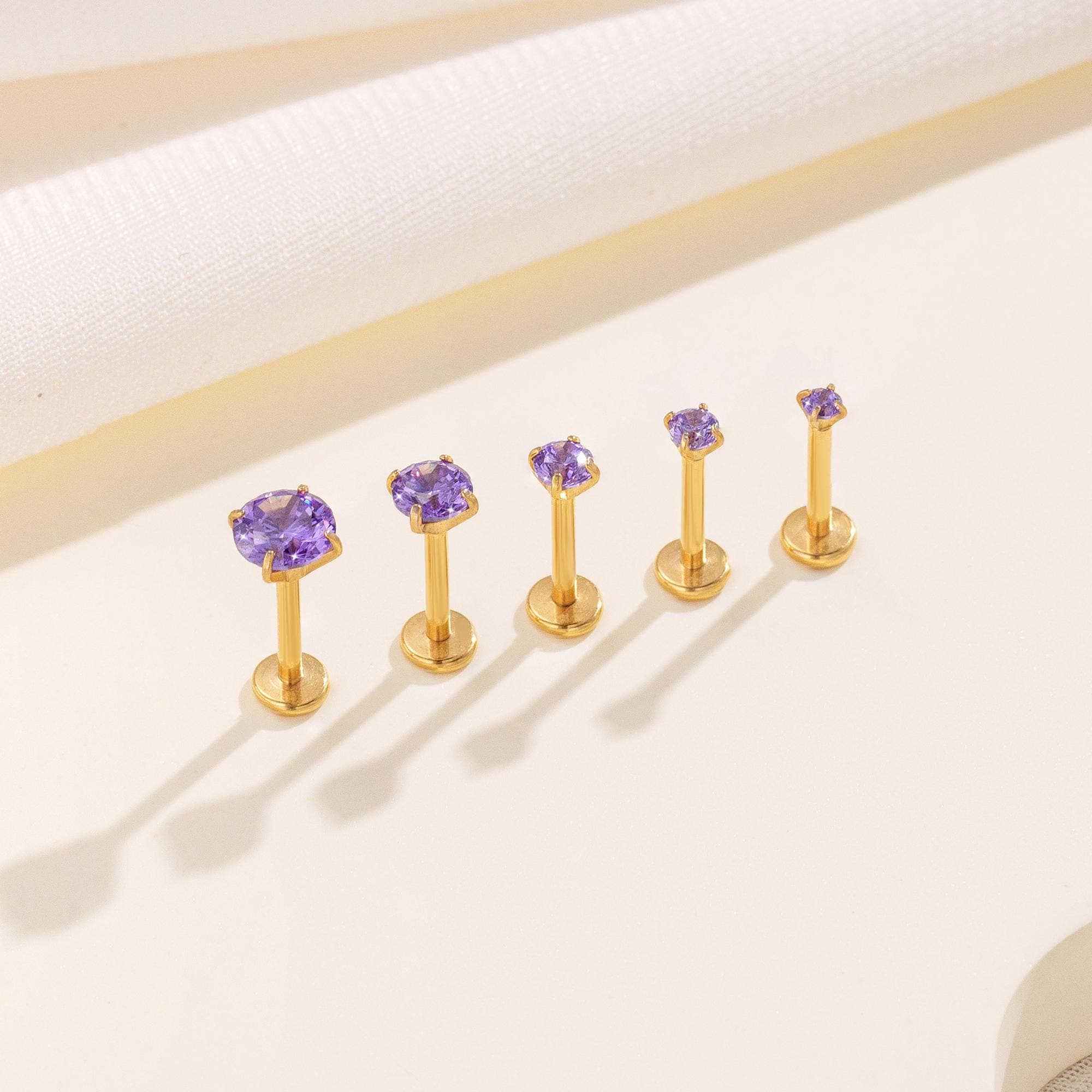 Boucles d'oreilles en zirconium couleur violet foncé titane Boucles d'oreilles dos plat Boucle d'oreille hélice * Boucle d'oreille tragus * Boucle d'o