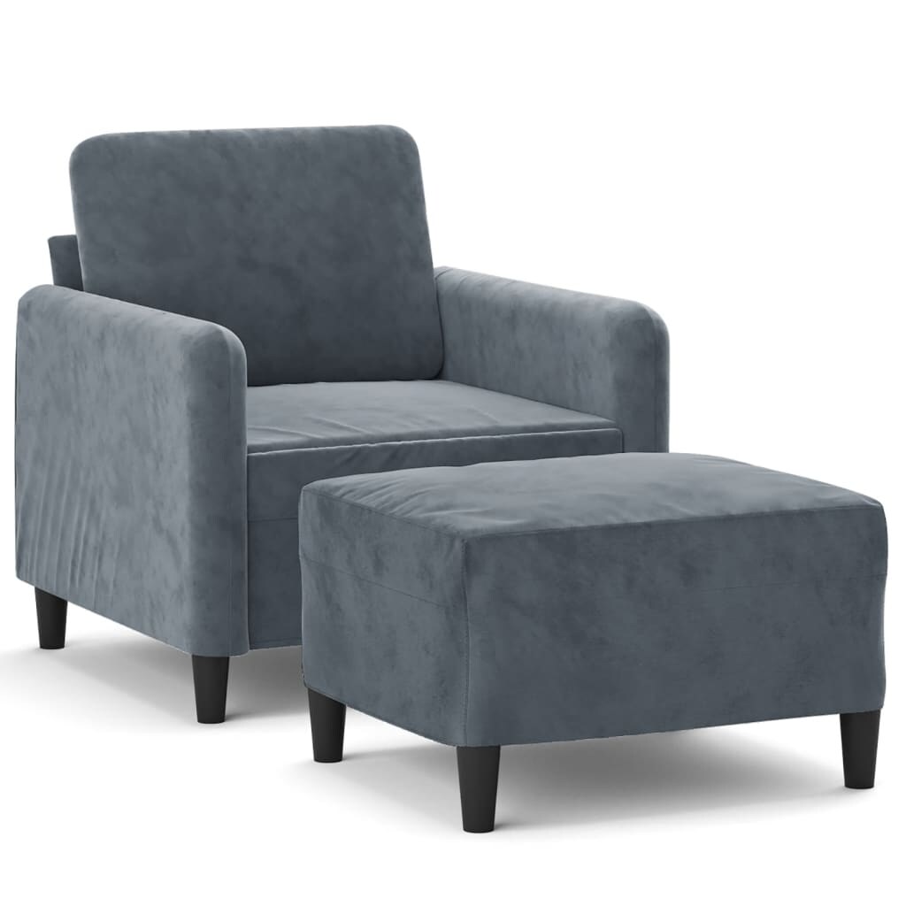 vidaXL Sessel mit Hocker Dunkelgrau 60 cm Samt Image