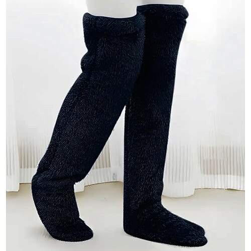Kniestrümpfe aus Gänsedaunen für Weihnachten, neue warme lange, flauschige Oberschenkelstrümpfe für den Winter, kniehohe Plüschsocken Image