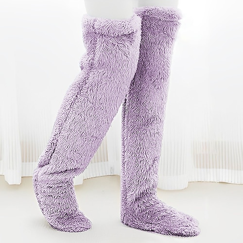 Kniestrümpfe aus Gänsedaunen für Weihnachten, neue warme lange, flauschige Oberschenkelstrümpfe für den Winter, kniehohe Plüschsocken Image