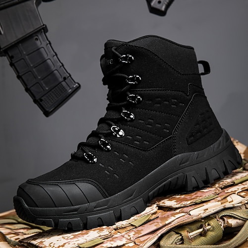 Beige Outdoor-Wanderstiefel für Herren mit rutschfester Gummisohle und atmungsaktiver Konstruktion, leichte taktische Stiefel für Trekking, Camping und den Alltag Image