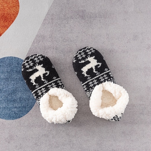 Weihnachtssocken für Damen mit flauschigem Sternmuster, dicke Plüsch-Hausschuhsocken aus Baumwolle für den Winter zu Hause oder zum Schlafen, warme, kuschelige, rutschfeste Indoor-Socken Image