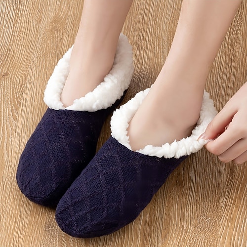 Flauschige Sherpa-Futtersocken für Damen, dicke, warme Winter-Hausschuhsocken mit rutschfestem Griff für zu Hause, im Bett oder zum Schlafen Image