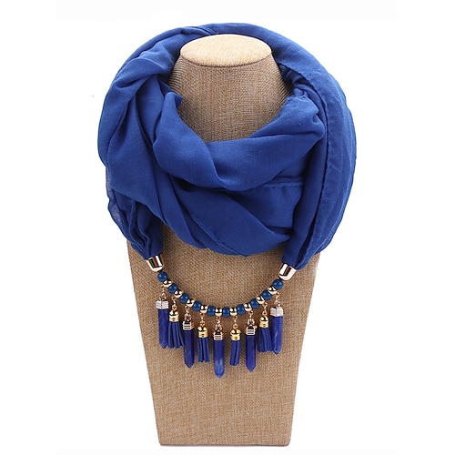 Weiche Damen-Halskette mit Quaste und Perlenanhänger, elegantes, mehrfarbiges Weihnachtsaccessoire für Winteroutfits und Feiertagspartys Image